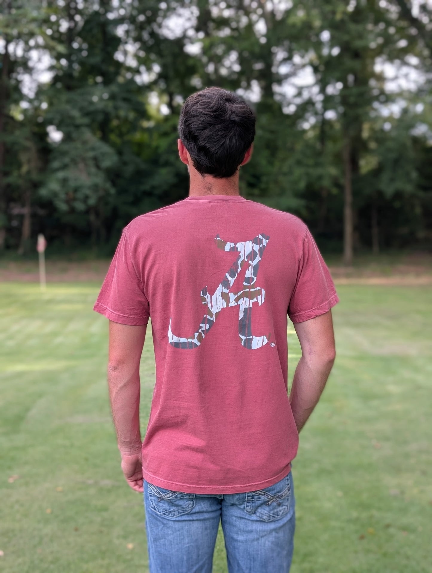 Alabama Camo A T-Shirt - crimson
