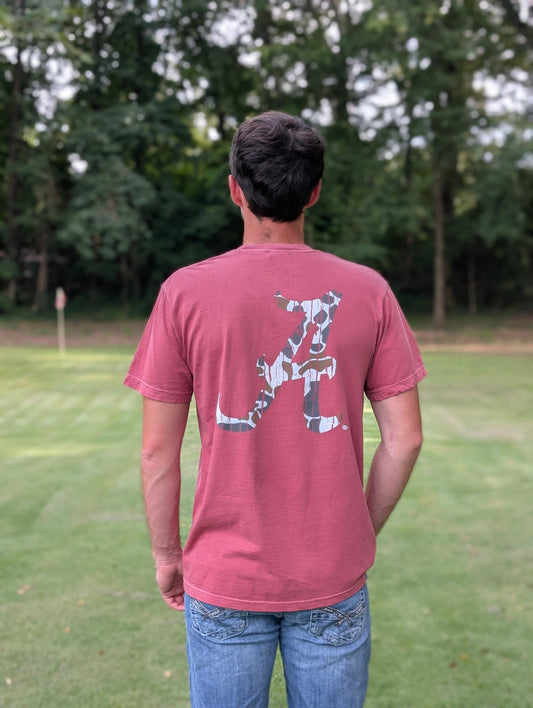 Alabama Camo A T-Shirt - crimson