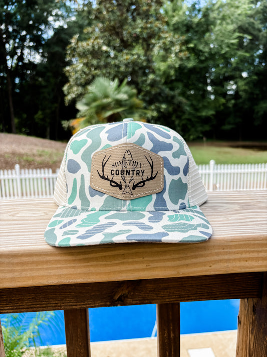 Somethin' Country Leather Patch Hat - slate