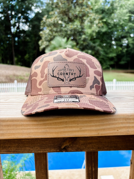 Somethin' Country Leather Patch Hat - brown