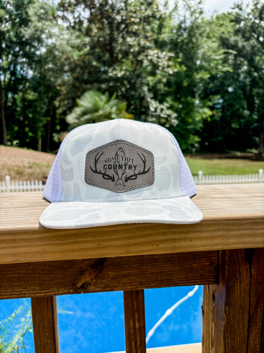 Somethin' Country Leather Patch Hat - light grey
