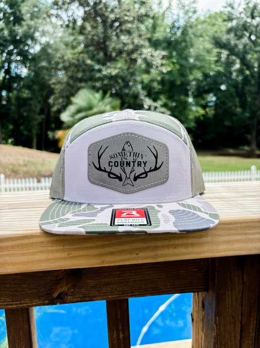 Somethin' Country Leather Patch Hat - 7 panel