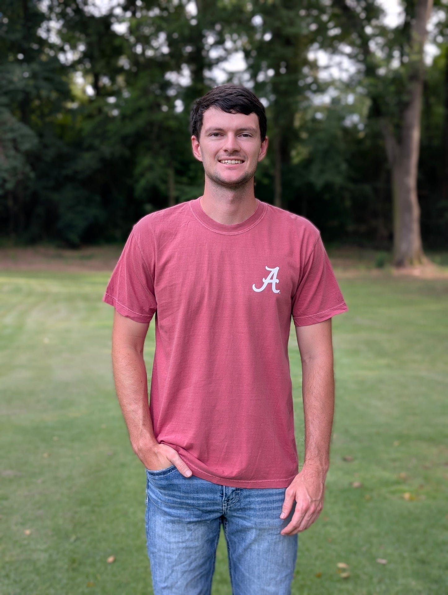 Alabama Camo A T-Shirt - crimson